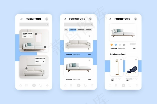 家具购物app界面eps,ai矢量模版下载