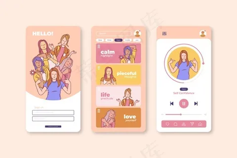 冥想应用程序概念