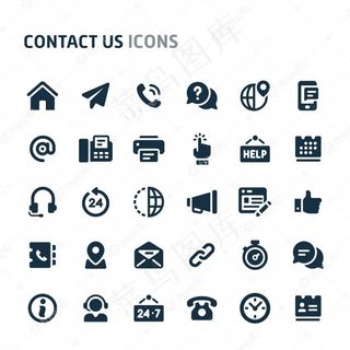 联系我们图标集。菲利奥黑图标系列。