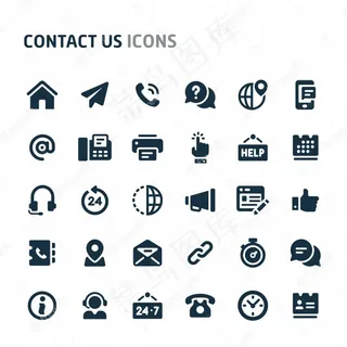 联系我们图标集。菲利奥黑图标系列。