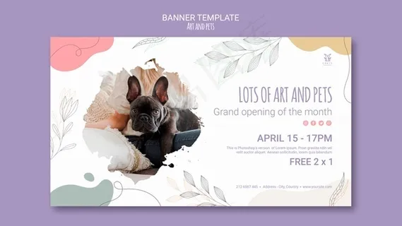 艺术和宠物横幅banner模板主题