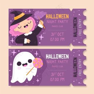 手绘万圣节门票