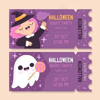 手绘万圣节门票