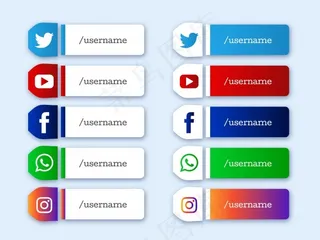 社交媒体下三分之一现代图标集