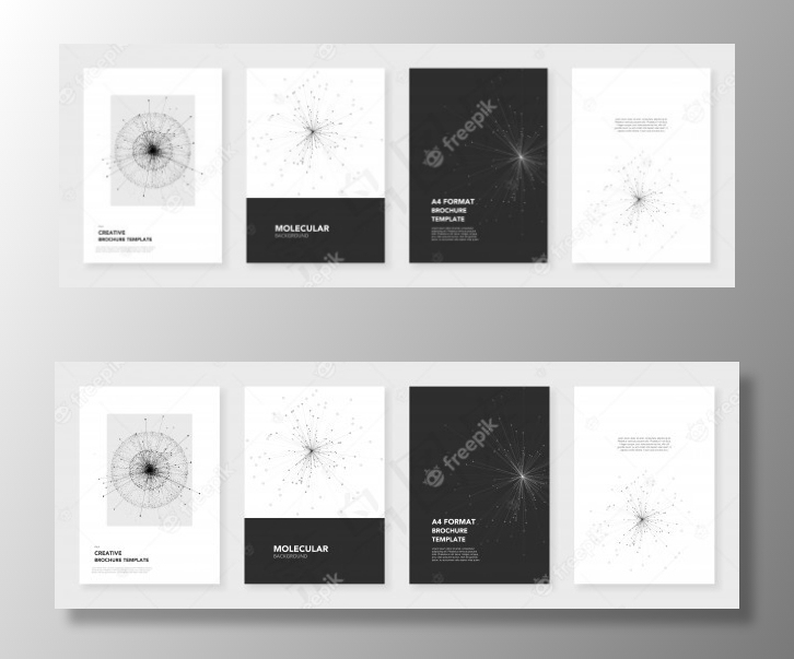 带有分子模型样机的小册子模板