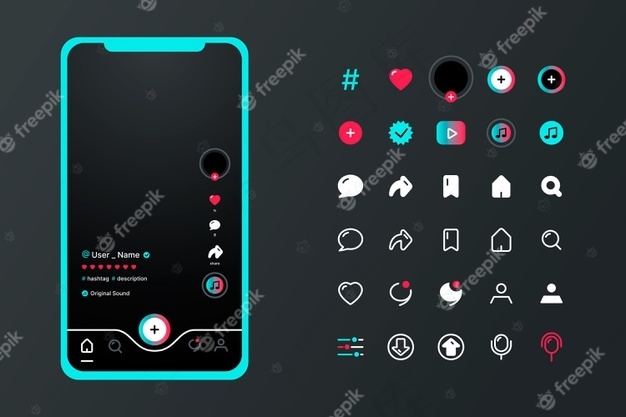 带图标设置的Tiktok应用程序界面eps,ai矢量模版下载