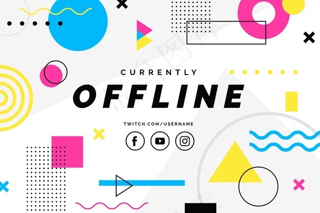 脱机twitch横幅banner模板eps,ai矢量模版下载