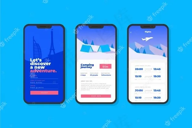 旅游预订应用界面eps,ai矢量模版下载