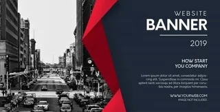 带有红色形状的专业网站横幅banner