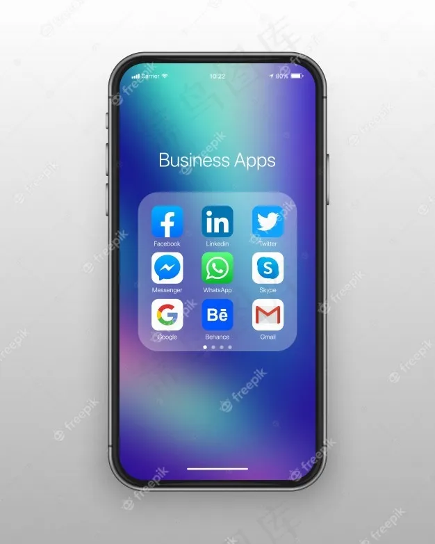 智能手机文件夹商务社交媒体图标eps,ai矢量模版下载