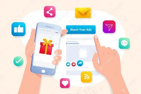 社交媒体营销手机概念