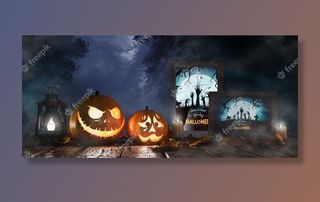 万圣节活动装饰带框恐怖电影海报