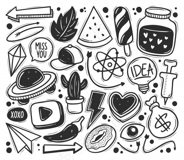 抽象涂鸦图标手绘涂鸦着色