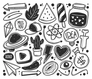 抽象涂鸦图标手绘涂鸦着色