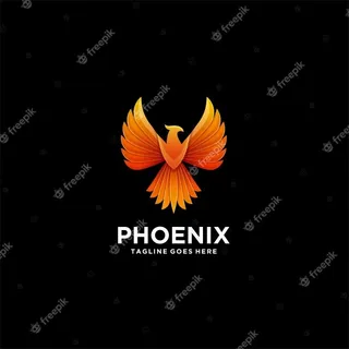 凤凰几何彩色插图标志。