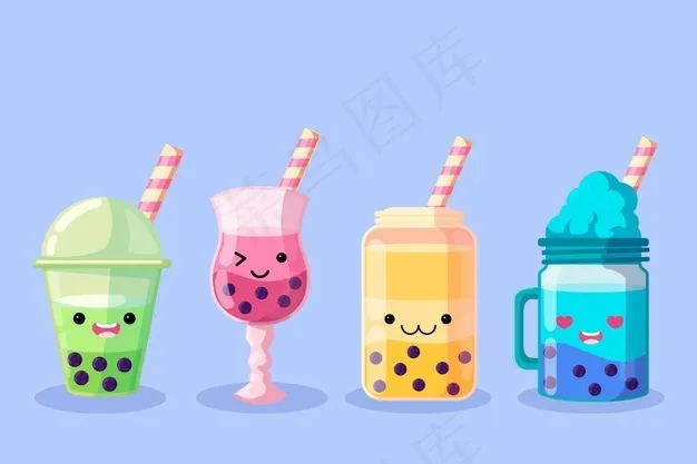 Kawaii泡茶插图eps,ai矢量模版下载