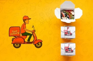 顶视图免费食品配送安排和实物模型样机