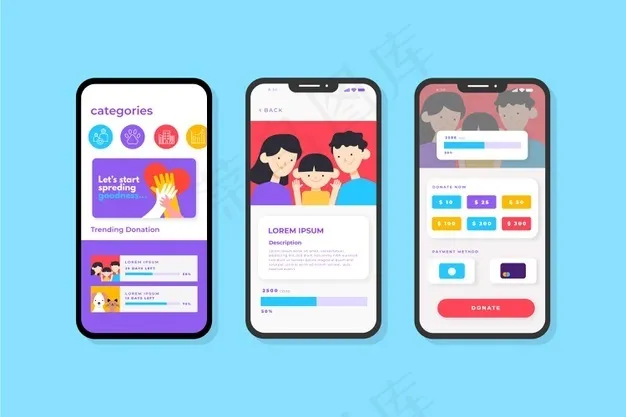 慈善应用界面概念eps,ai矢量模版下载