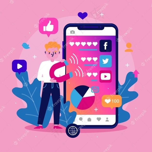 社交媒体营销手机概念eps,ai矢量模版下载