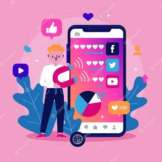 社交媒体营销手机概念