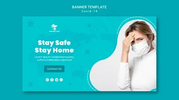 Covid19概念横幅banner模板