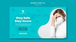 Covid19概念横幅banner模板