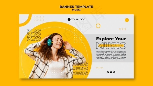浏览音乐横幅banner网页模板psd模版下载