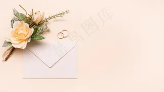 带订婚戒指的婚礼请柬