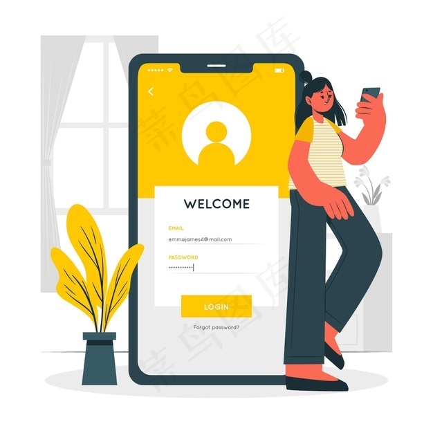 移动登录概念图eps,ai矢量模版下载