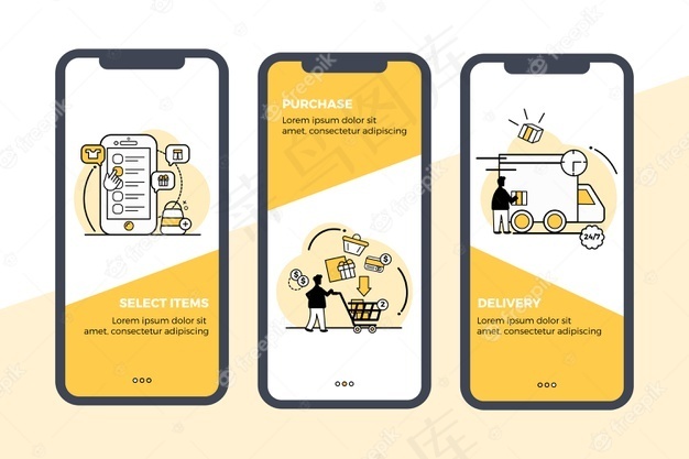 购买在线入职应用程序屏幕集eps,ai矢量模版下载