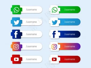 现代社交媒体下三分之一图标集