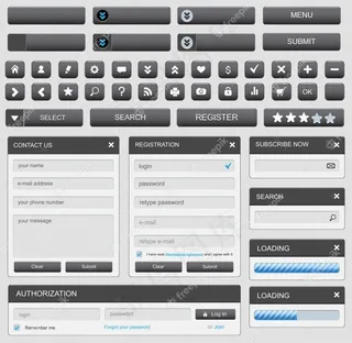 网页设计元素集黑色