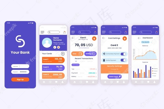 银行应用程序界面概念eps,ai矢量模版下载