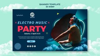 音乐派对概念横幅banner模板