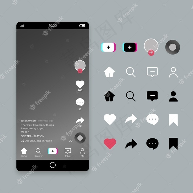 Tiktok接口概念eps,ai矢量模版下载
