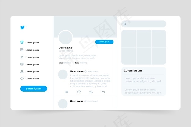 Twitter界面概念eps,ai矢量模版下载