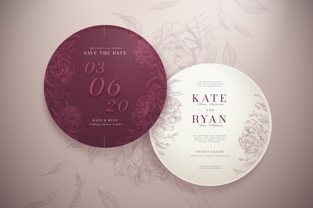 优雅的圆形婚礼请柬套装