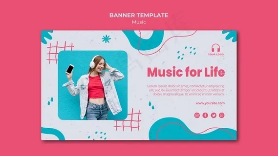 带照片的音乐横幅banner模板