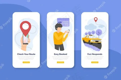 出租车服务上车应用程序屏幕