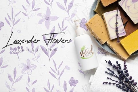 薰衣草肥皂条背景和模型样机