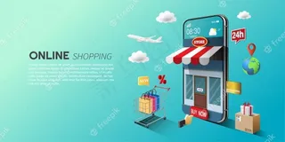 网上购物概念，网站数字营销和手机app移动应用。