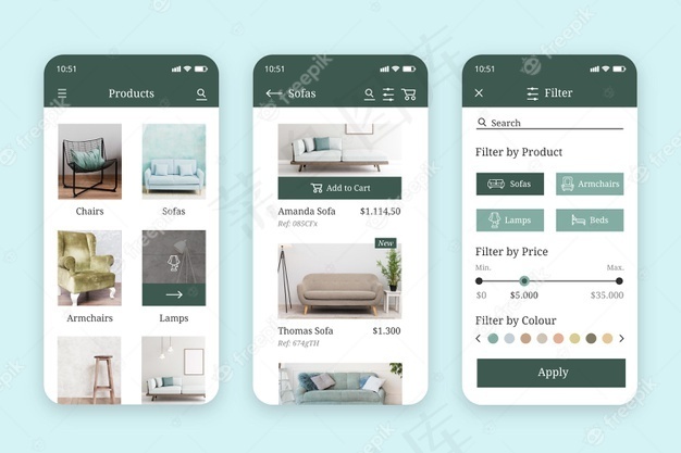 家具购物app界面eps,ai矢量模版下载