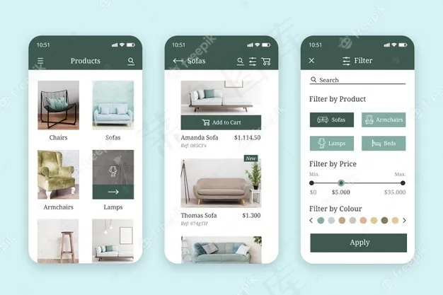 家具购物app界面eps,ai矢量模版下载