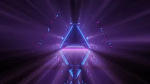 黑色背景霓虹灯发光线的激光显示