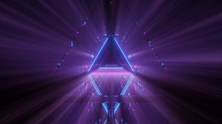 黑色背景霓虹灯发光线的激光显示