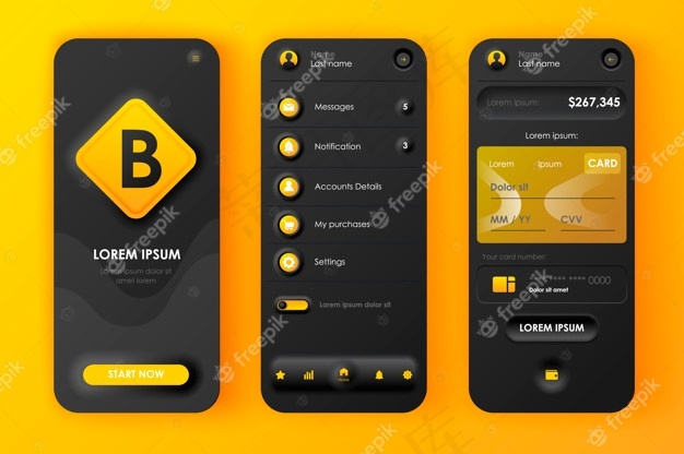 新形态手机app移动应用程序用户界面ux套件网上银行独特的新形态风格。eps,ai矢量模版下载