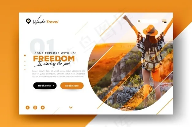 带照片的旅游登录页模板eps,ai矢量模版下载