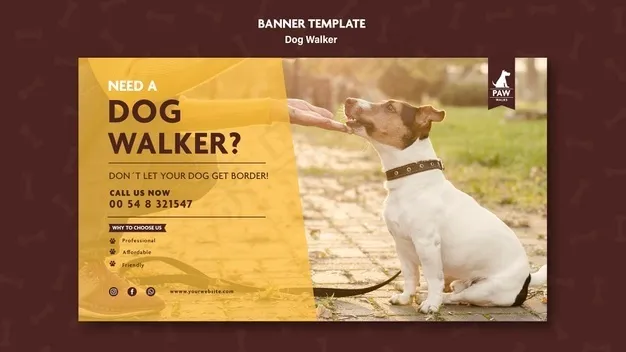 遛狗者横幅banner模板psd模版下载