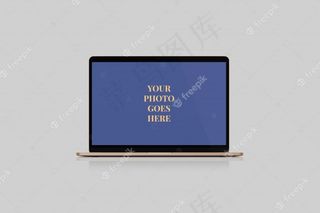 玫瑰金笔记本电脑模型样机正面视角