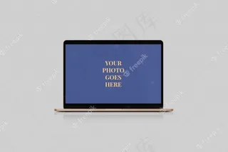 玫瑰金笔记本电脑模型样机正面视角